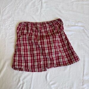 Y2K Polo Ralph Lauren Red Plaid Gingham Cropped Tube Top